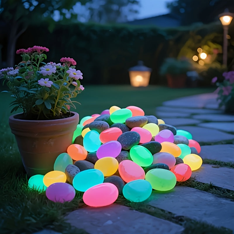 TEMU 18 Large Romantic Luminous Landscape Pebbles, Suitable For Outdoor Decoration, Aquarium Landscaping, Flower Pot Design, Daylight Or