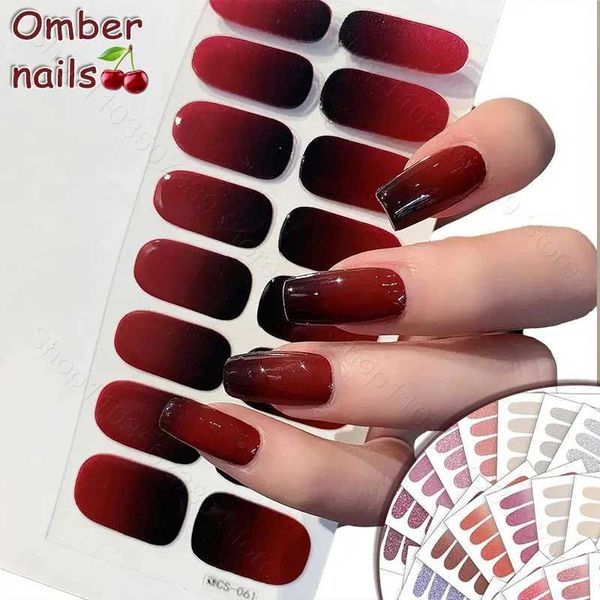 Bare semi cured gel nail packaging sticker Durable Uv Led lamp French nail decal Transparent semi cured nail sticker 16 Tips W240823