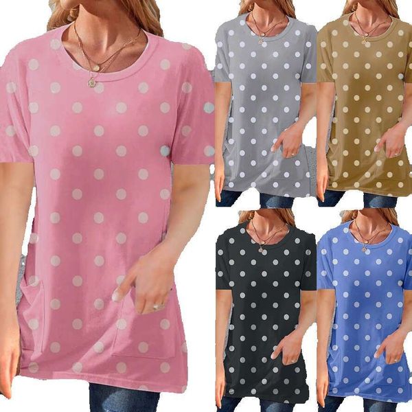 Summer Retro Fashion Slim Crop Top Casual Summer Printing Short Sleeve Turtleneck Round Neck Collar Blouse Stretch Casual Undershirt Womens