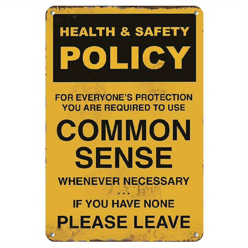 TEMU Humorous Health & Safety Metal Sign - "" Reminder, Vintage , Ideal For Bar, Workshop, Garage Wall Decor, Durable Iron Construction, Room Decor