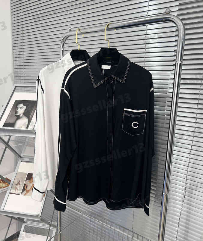 Blouses Tops For Womens Classic Brand Designer Blouse Fashion CNL Webbing Stitching Contrast Color Cotton Fabric Top Shirts Luxury Women Clothing 09