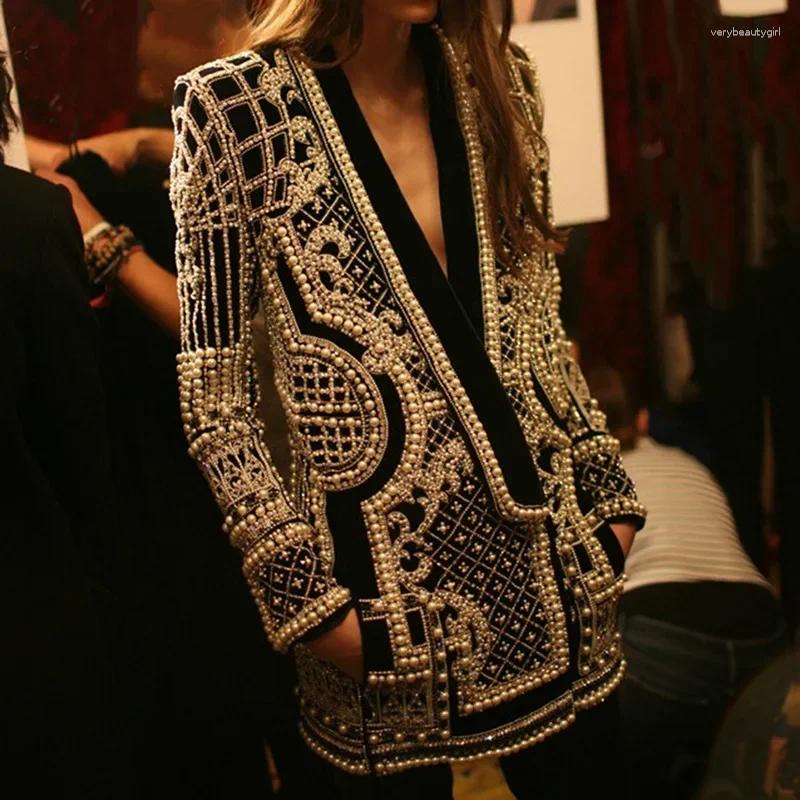 Women&#039;s Jackets Women Suit Jacket V-Neck Long Sleeved Bubble Bead Print Retro Elegant Fashion Trend Versatile Loose Comfortable Overcoat
