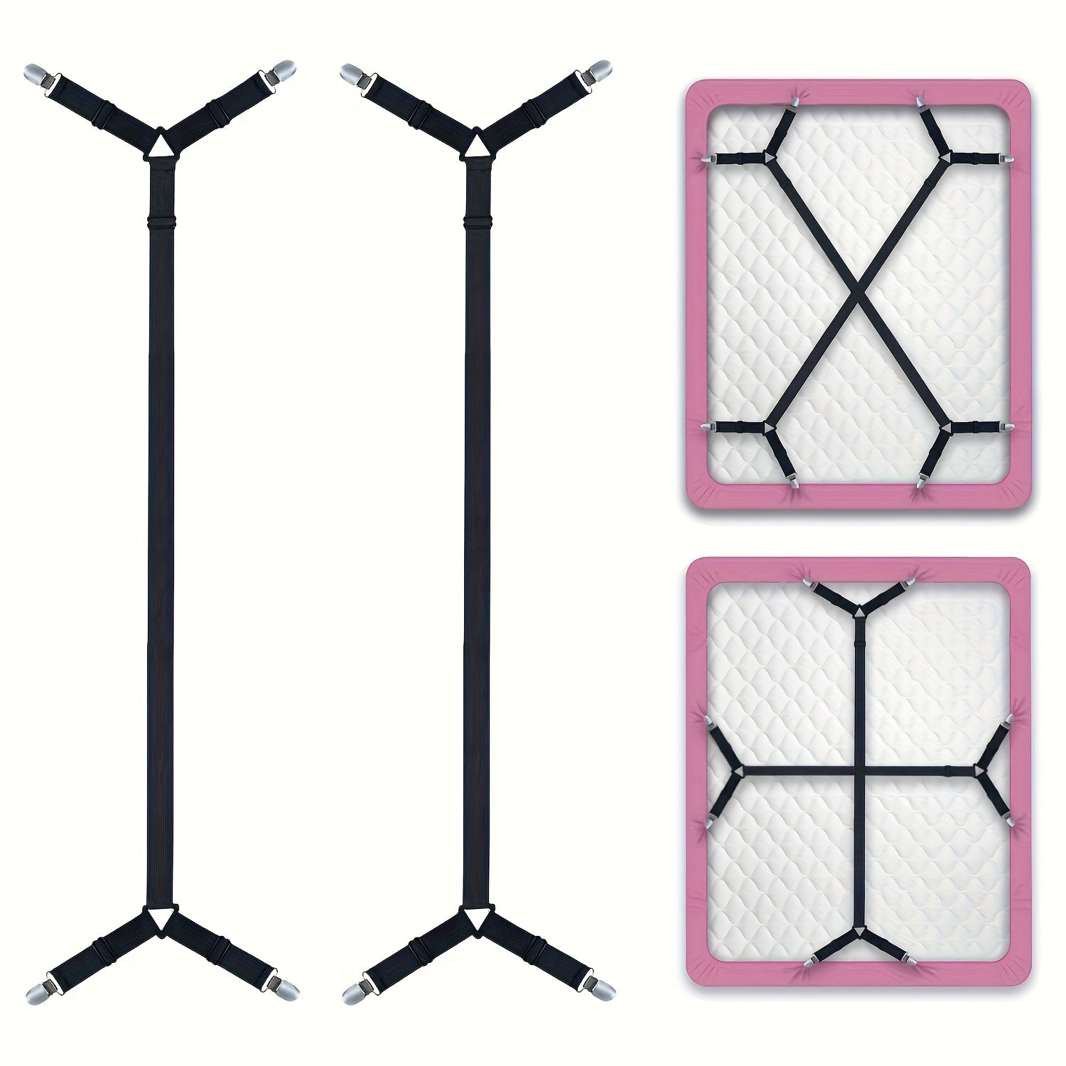 TEMU 2 Bed Sheet Holders With Adjustable Elastic Straps For Sheets.