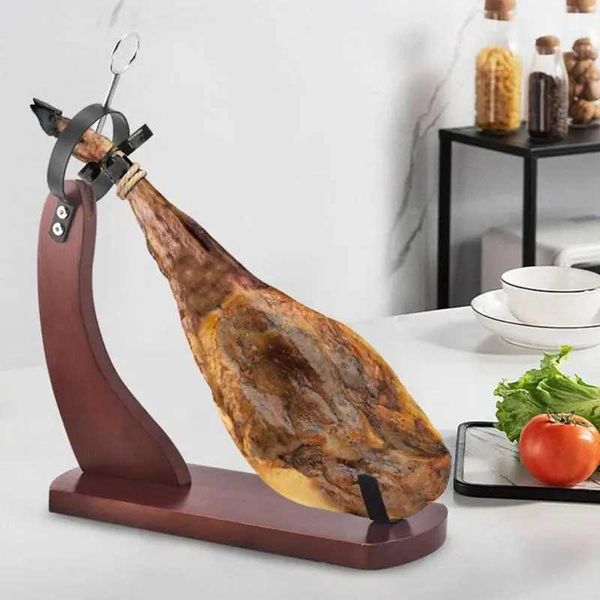 Utensil Racks 1pc Carving Ham Carving Rack Stand Wooden Spanish Ham Stand Heavy Duty Kitchen Utensil with Non-Slip Pad For Restaurant shop S