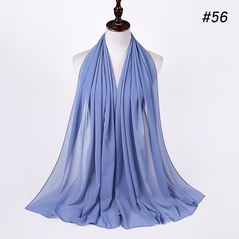 T1202 Pearl Chiffon Bubble Scarf Women&#039;s Hijab Decoration Scarf