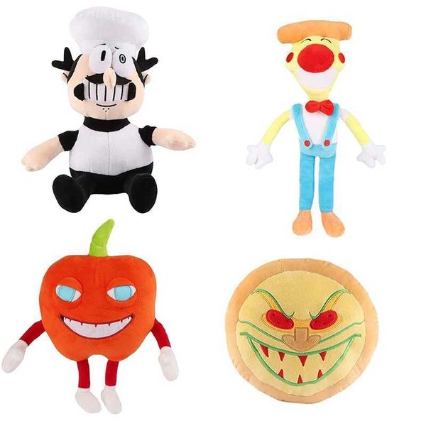 Plush Dolls Anime Pizza Tower Pizza Head Plush Toy Soft Stuffed Game Pizza Tower Plushie Cute Doll Birthday Gift for Kids Q241130