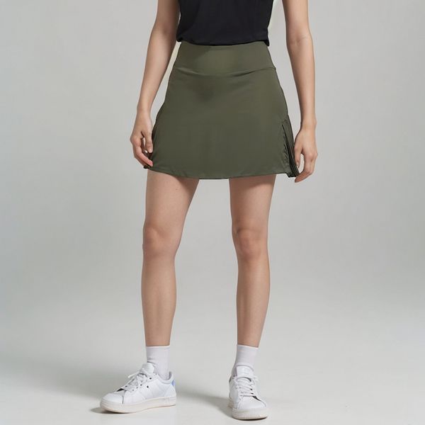 Pleated Sports Women Yoga Skirts Lined Workout Shorts Solid Color Tennis Golf Skirt Anti Exposure Fitness Short Skirt 10