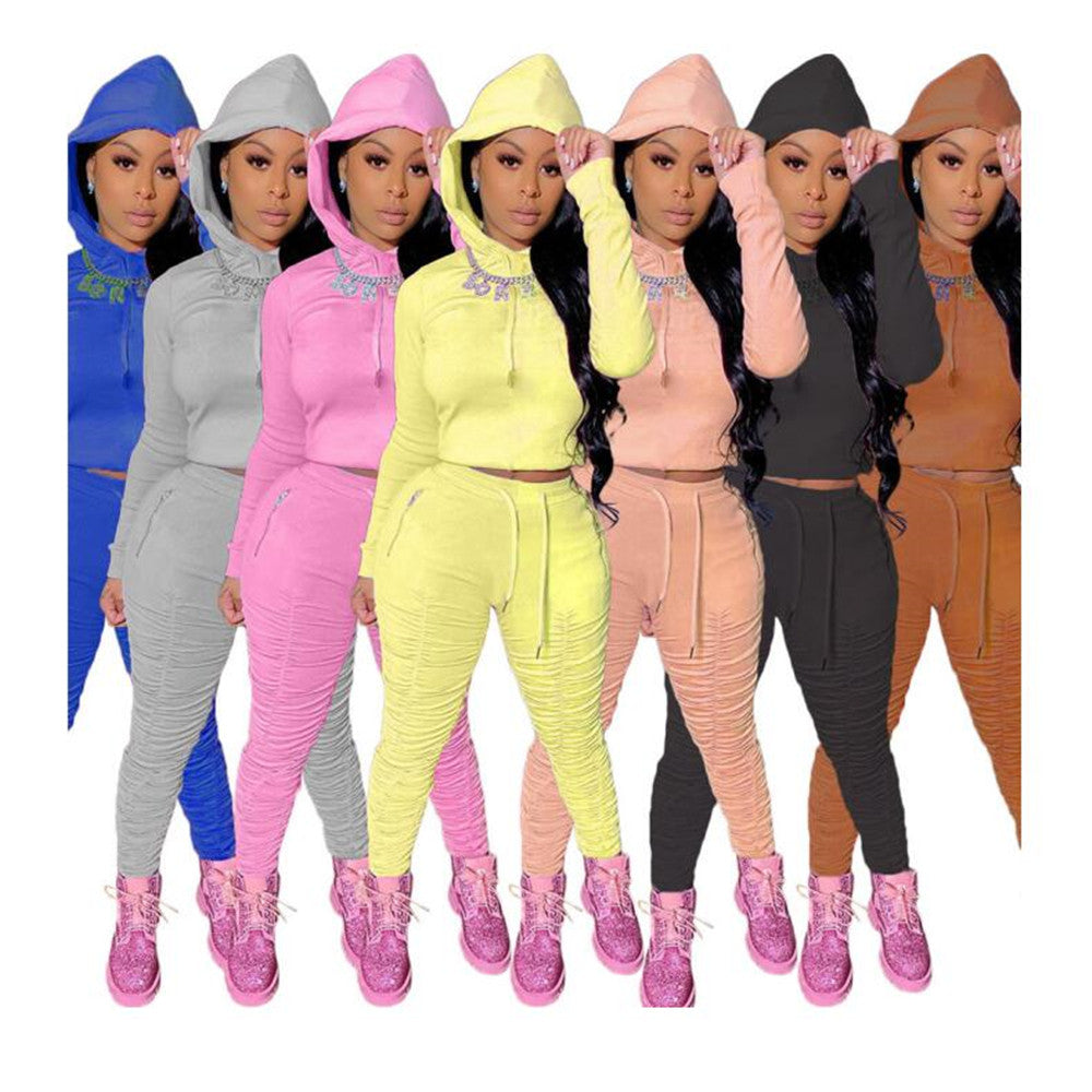Fall Winter Jogger Suits Women Tracksuits Long Sleeve Pullover Hooded Hoodie And Pants Two Piece Sets Matching Sweatsuits Casual Sportswear Clothing