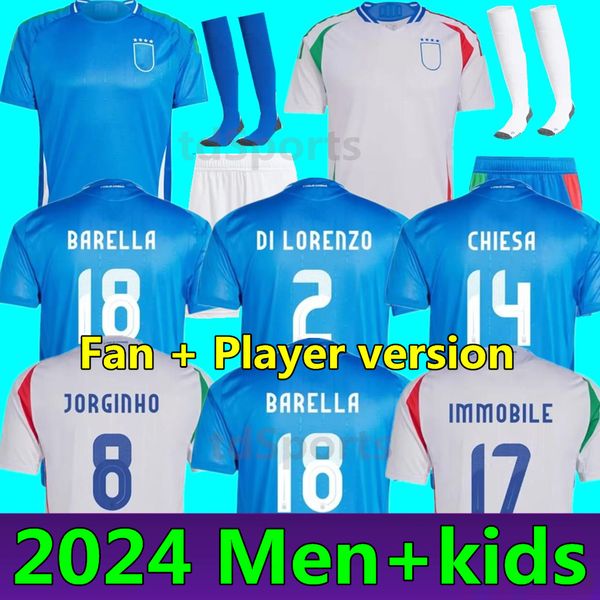 New Italia FANS Player 2024 BONUCCI soccer Jersey JORGINHO INSIGNE VERRATTI Italy FOOTBALL SHIRTS CHIESA BARELLA CHIELLINI PELLEGRINI Men ki