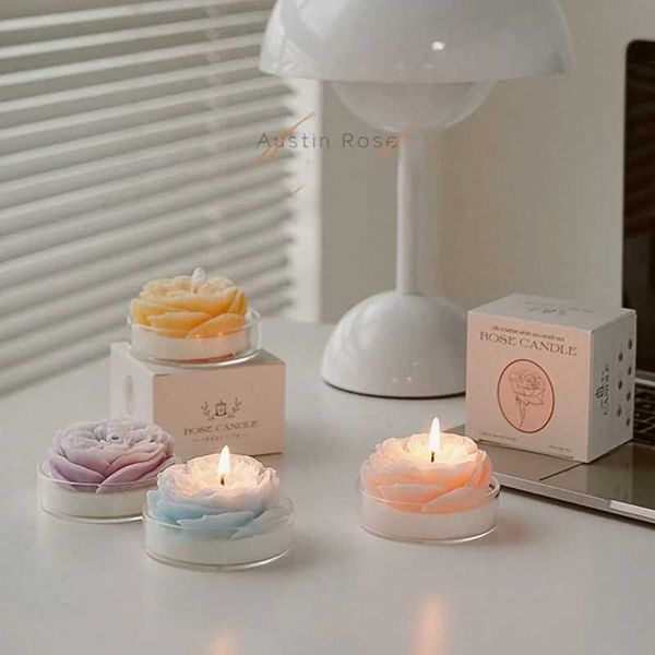 Austin Rose Scented Candle Valentines Day Aromatherapy Flower Shaped Candles Gift Birthday Fragrance Flowers Hand Gifts RoomC241224