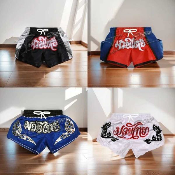 Men&#039;s Shorts Muay Thai Shorts Embroidery Men Women Kick Boxing Training Shorts Gym Cage Fighting Kickboxing Pants Martial Arts Clothing
