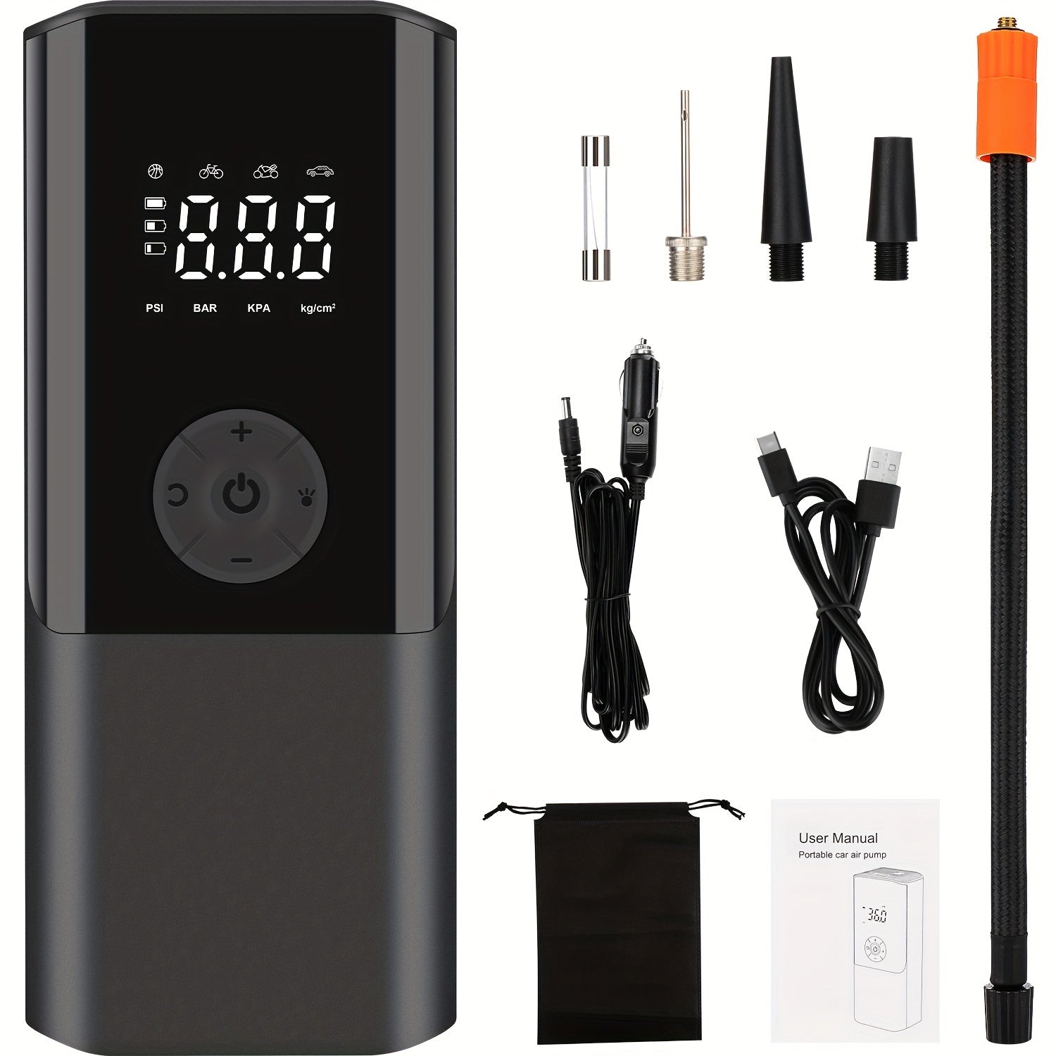 TEMU Oyajia Portable Tire Inflator Air Compressor With Digital Pressure Gauge - Usb Rechargeable For Car, Motorcycle, Bicycle Tires - Operation,