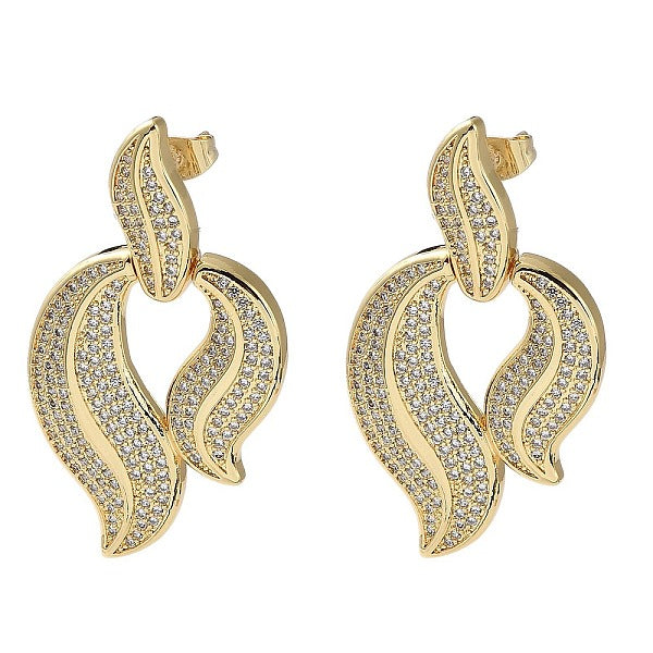 Boucles d'oreilles pendantes en laiton plaqué micro pavé de zircone cubique
