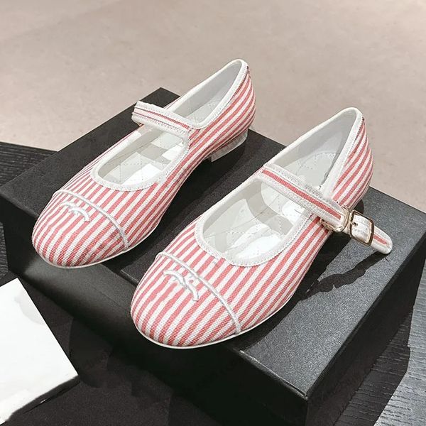 Hew 2025 new Women flat striped shoes Designer Casual shoes Luxury brand flannelette shoes Business Office shoes Outdoor party shoes Home pa
