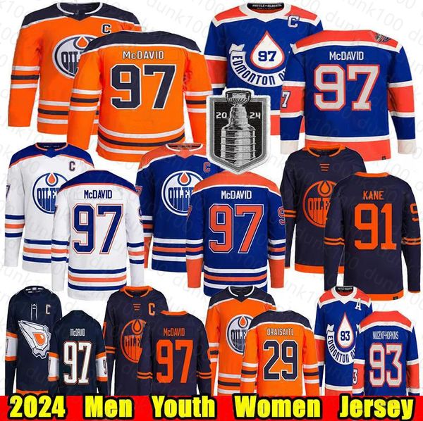 2024-25 New version season Oilers hockey Jersey men women youth Jersey 29 Leon Draisaitl 18 Zach Hyman 2 Evan Bouchard 99 Wayne Gretzky Stua