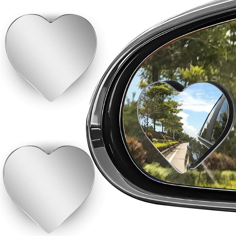 TEMU 2pcs Cars Heart Shaped Blind Spot Mirrors Car Side Mirror Adjustabe Angle Removable Wide Angle Convex Rearview Mirror For Safety Universal Car