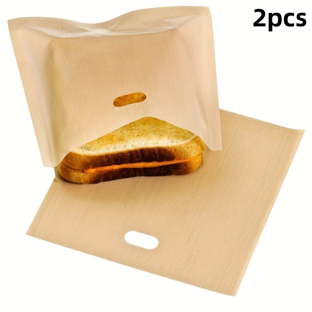 TEMU 2pcs Reusable Toast Bags, Washable Toaster Bags For Sandwiches - Used In Ovens Grills And Microwave Ovens, 6.3*6. Heat Resistant Sandwich Bag,
