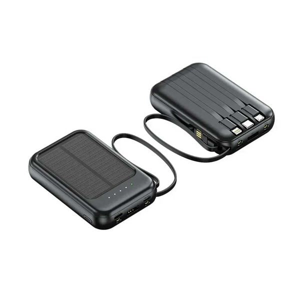 10000mAh mini solar battery pack 10W fast charging backup battery solar panel thin light with four wires suitable for iPhone and Android M24