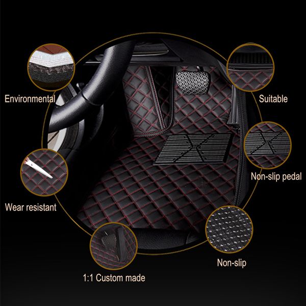 Leather Car Floor Mats For Kia Picanto Morning Grand Eko Taxi JA 2012~2017 5door Anti-dirty Car Mat Tapete Carro Car Accessories