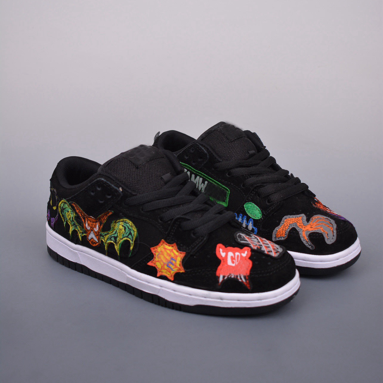 Neckface x Low Black Halloween Skateboarding Shoes Classic Trendy Casual Board Shoes 36-45