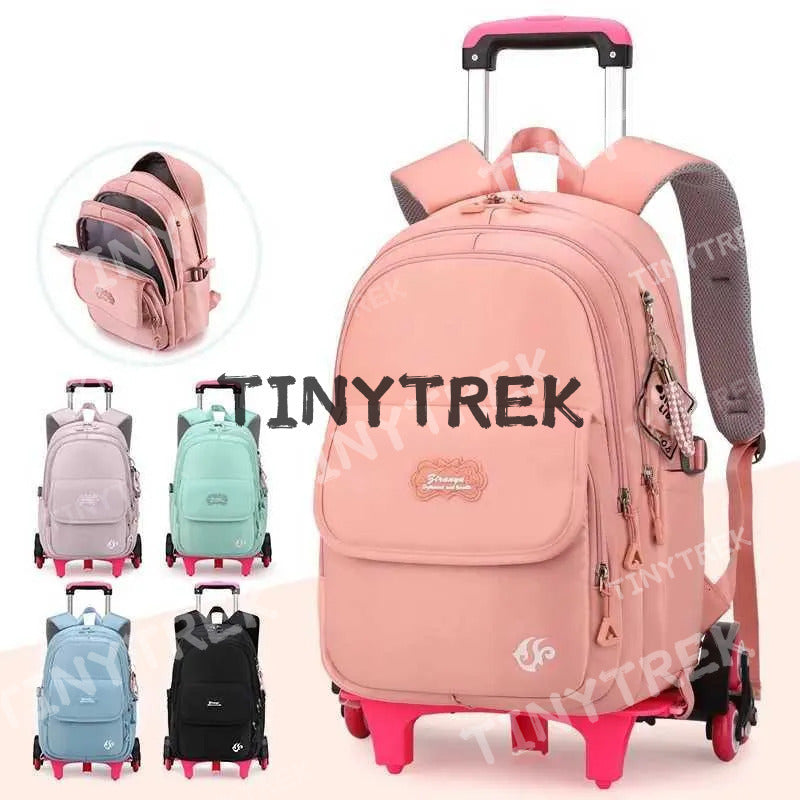 Rolling Backpack Girls Mochila Infantil Primary Schoolbag Trolley Bookbags Wheeled Cartable Scolaire Fille School Bags for Kids X250815