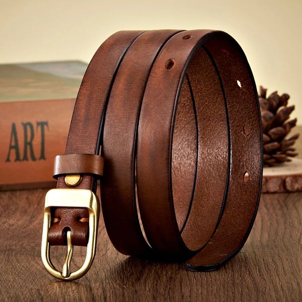 1.8CM ultra-thin belt genuine womens leather belt luxurious copper buckle denim leather womens small belt jeans simple waist belt 241126