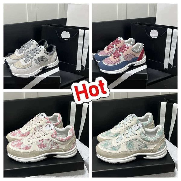 Designer Running 2024 Shoes Casual Brand Channel Sneakers Womens Lace-up Classic Trainer Sdfsf Fabric Suede Effect City Gsfs Size 35-45