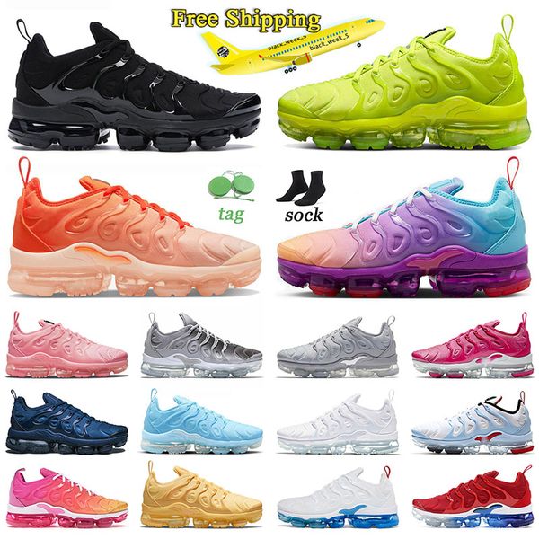 Free Shipping Big Size 36-47 tn plus running shoes mens Triple Black White Bubblegum Volt University Blue USA Atlanta Fury tns women outdoor
