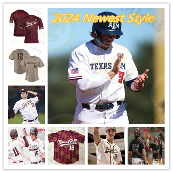 2024 Texas A M Baseball Jersey Corbin Martin Michael Barash Ross Stripling AJ. Minter Logan Foster Asa Lacy Christian Roa Custom Stitched Te