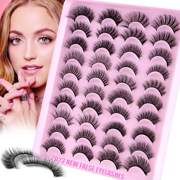 Thick Natural Faux Mink Eyelashes Mix 20 Pairs Soft Delicate Handmade Reusable Fluffy Fake Lashes Extensions Beauty Supply Full Strip Eyelas