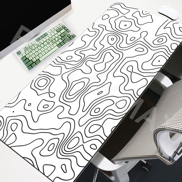 Large Mat Black And White Mousepad Gaming Mousepads 39.3x19.6in Rubber Keyboard Mats Abstract Desk Pad Office Mouse Pads