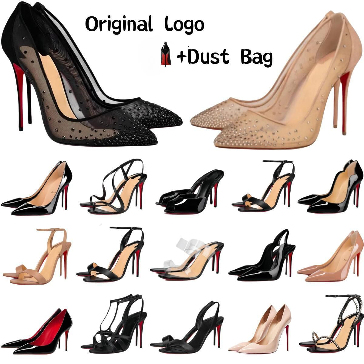 Designers High Heel Women Iconic Shiny BottomShoes Sandals Pumps Featuring Pointed Soles Available In 6 8 10cm Heel Heights From Leather Perfect Siz