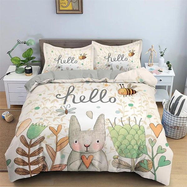 Cute Cartoon Animal Bedding Sets: Kawaii Microfiber Duvet Cover Quilt Set for Kids Girls Child Twin King Size 2024