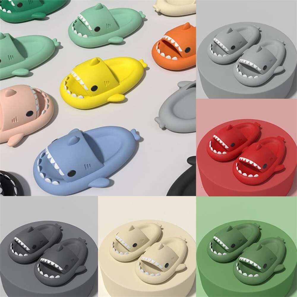 Summer Shark Slippers for Men Women Home Anti-skid Solid Color EVA Couple Outdoor Indoor Blue Household Funny Slipper sandals platform slides