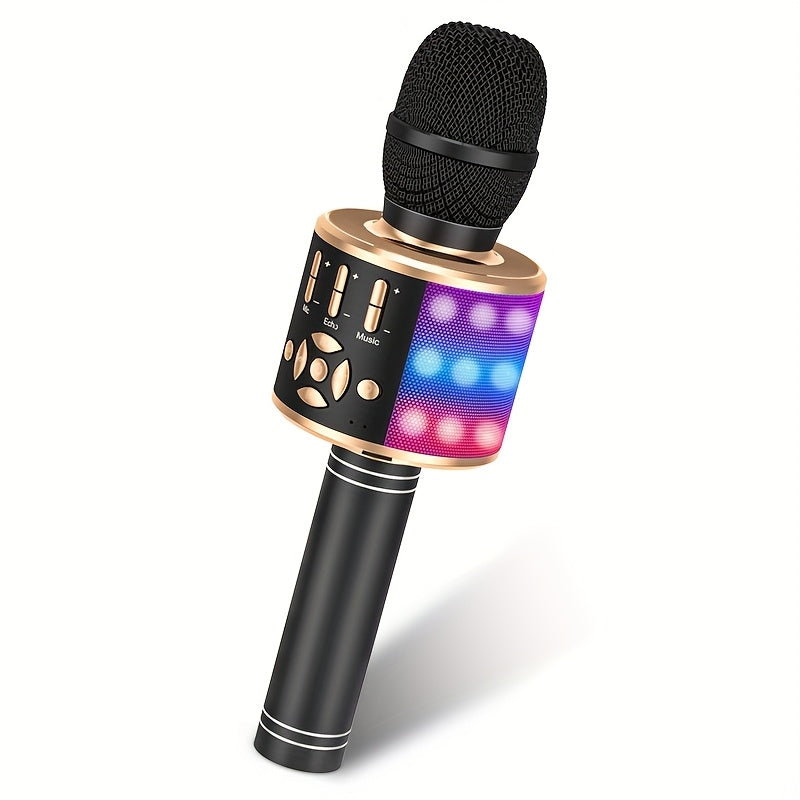 TEMU Bonaok, Kids Karaoke Microphone, Wireless Speaker With Led Light, Microphone Toy For Singing, Karaoke Machine For Family Gathering, Birthday