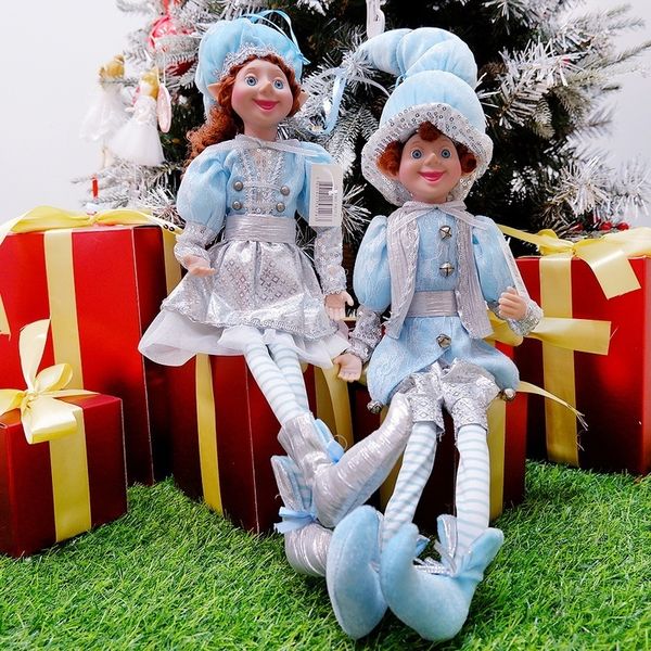 Christmas Decorations 1 Pair Elf Couple Plush Dolls Toys Christmas Tree Pendant Drop Ornaments Hanging Decoration Navidad Year Xmas Gifts fo