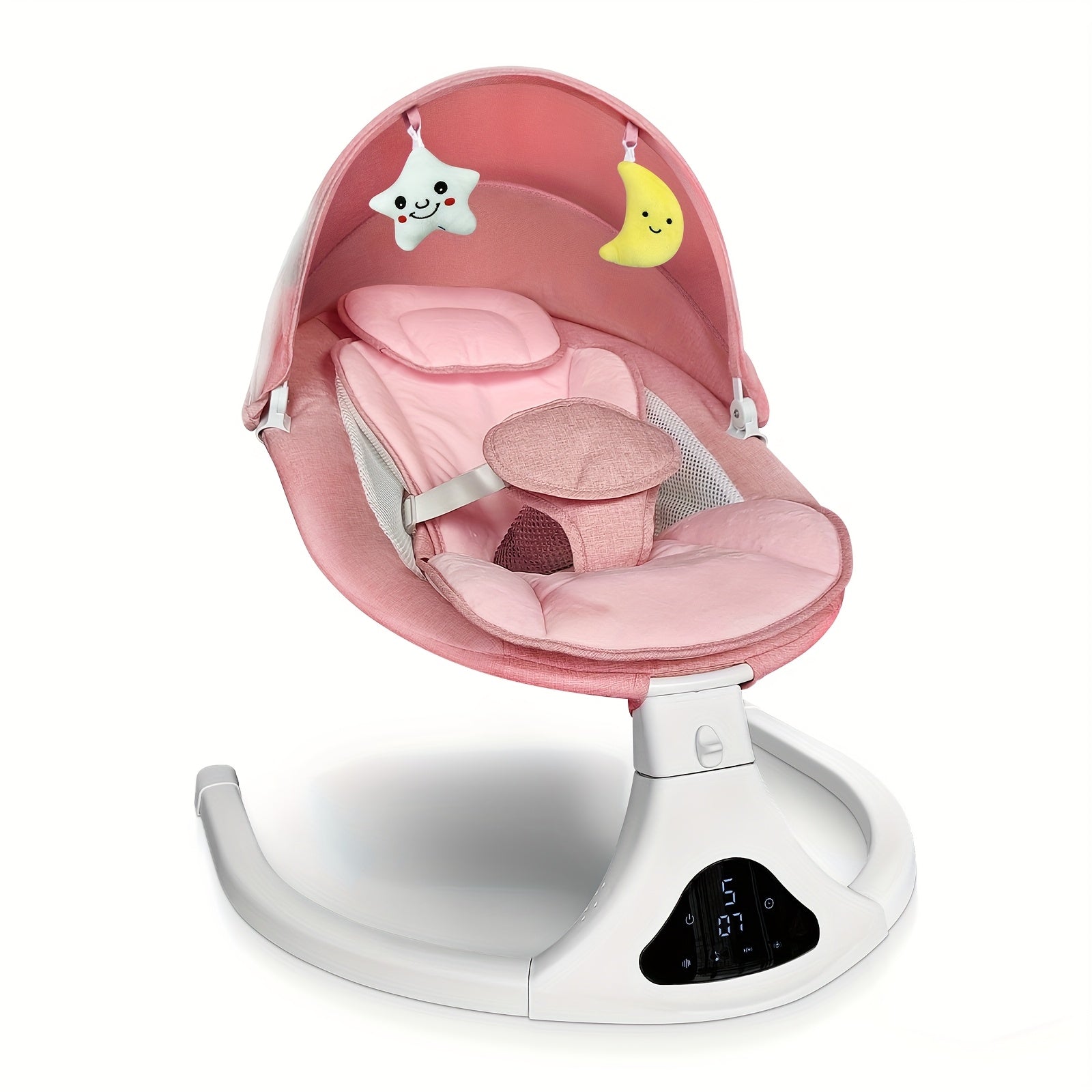 TEMU Baby Swing For Infants To Toddler, Portable Infant Swing With Remote Control, Electric Baby Swing With 5 , 3-point Harness (pink)