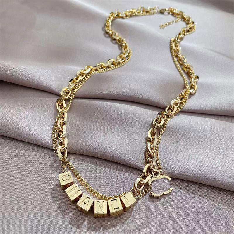 Never fade 18K gold plated luxury Fashion Designer Pendant Necklace Letter Choker Pendant Necklace Jewelry Accessories Gift