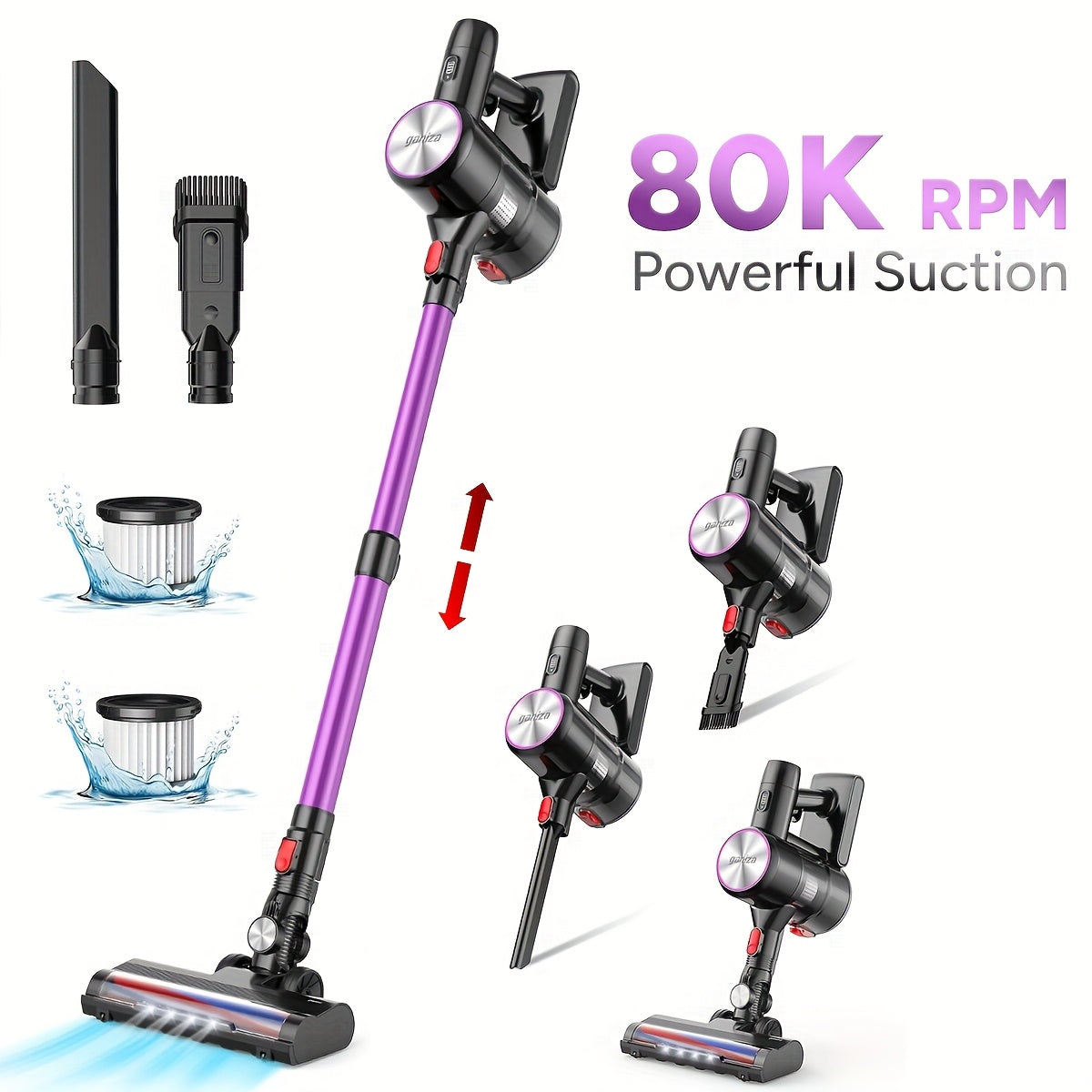 TEMU Cordless Vacuum Cleaner For Home, Up 45mins , Max32kpa Powerful Suction, Stick Vacuum Cleaners With Upgrade Roller, 6-in-1 Lightweight Stick