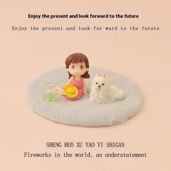 Creative girl mini juice cup plush carpet cute simulation pet puppy micro landscape decoration ornament