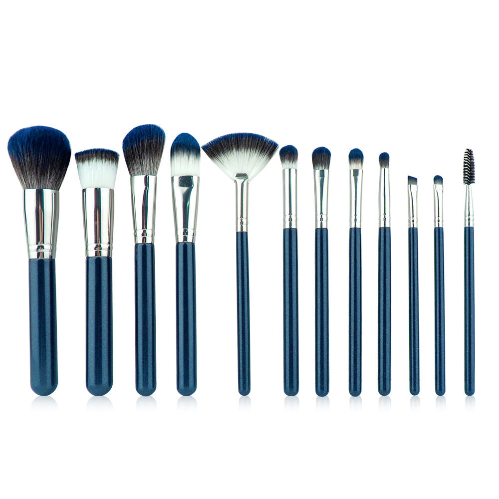 Soft and Skin-friendly Makeup Brush Set - Portable Version - Suitable for Full Face - Deep Blue
