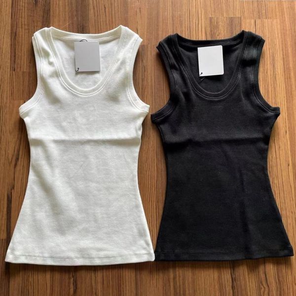 Women Knits Tank Top White Black Designer Embroidery Ribbed Stretch Vest Sleeveless Breathable Knitted Pullover Womens Sport Tops Anagram Co
