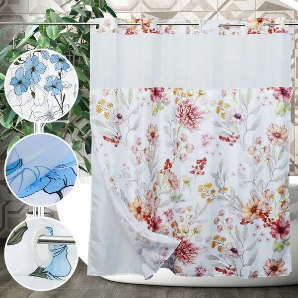 Shower Curtain Hook Waterproof Bathro Curtains with Snap-in Liner Decorative Flath Curtains able Shower CurtainT250111