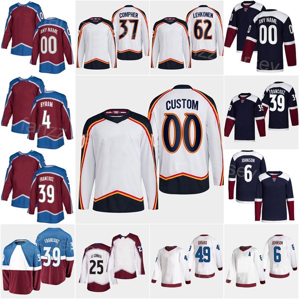 Reverse Retro 2023 Hockey 37 JT Compher Jersey 49 Samuel Girard 18 Alex Newhook Logan OConnor Erik Johnson Bowen Byram Artturi Lehkonen Evan