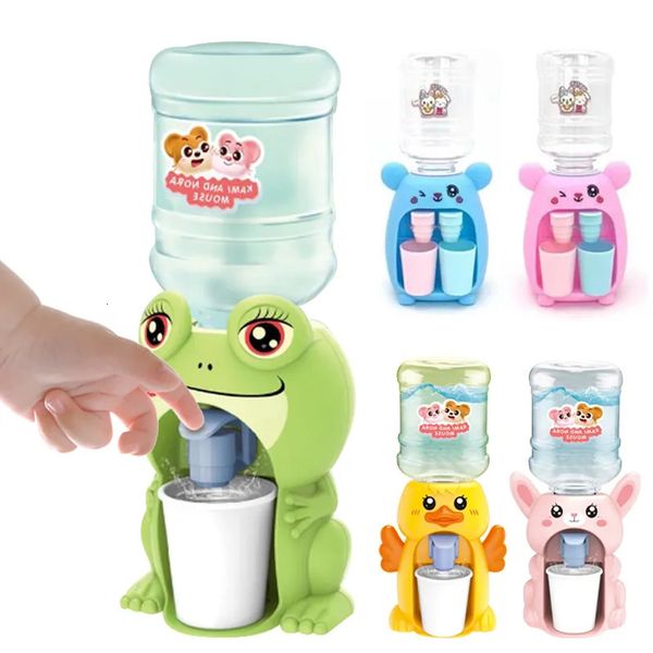 Kitchens Play Food Mini Children Dual Water Dispenser Toy with Cute Pink Blue Cold Warm Juice Milk Drinking Fountain Simulation Kitchen Toys