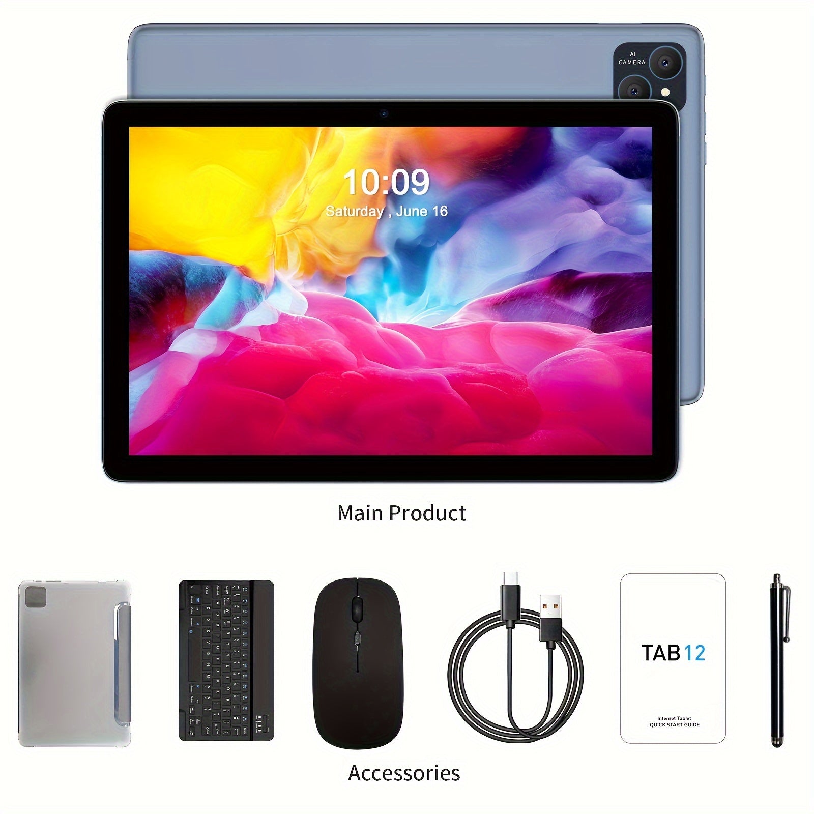 TEMU Pritom 10. 1-inch Tablet 14, 2-in-1 Tablet With Keyboard, Mouse, Case, Stylus, 8gb (4gb + 4gb Expansion) 128gb Rom + 1tb Expansion Support, Dual
