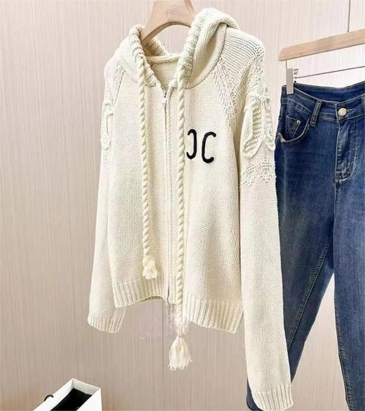 Designer cardigan womens sweater Fashion High-end luxury sweater zipper hooded collar classic embroidery S-XL