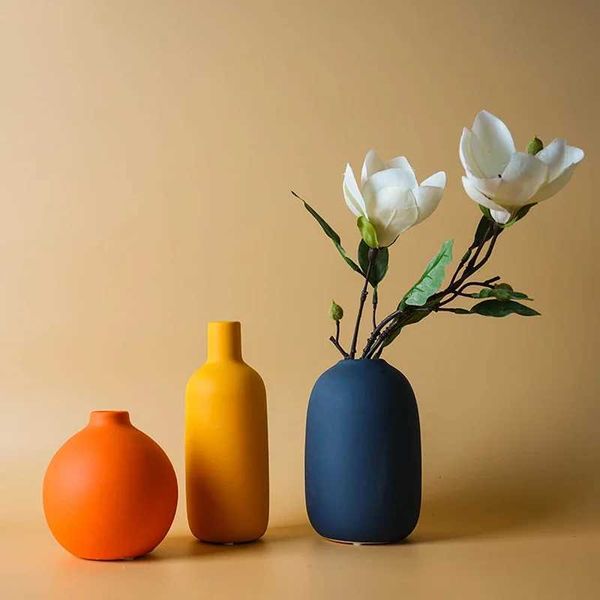 Nordic Ceramic Vase Decoration Dry Flower Arrangement He Furnishings For He Dried Plants Stone vase Plastic vase Brown vaseT250117
