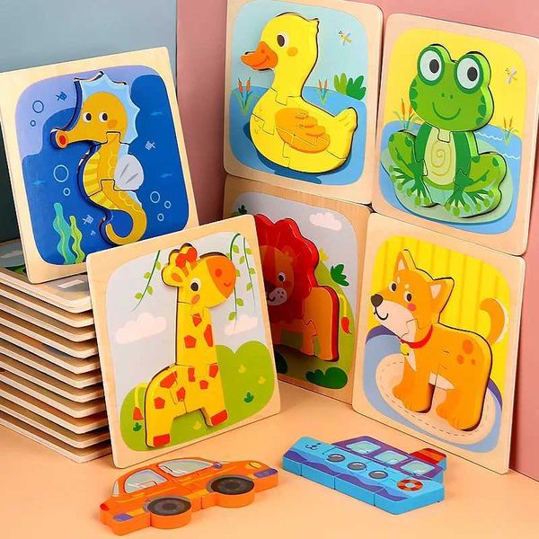 Children 0-3 Years Old Toy Wooden Three-Dimensional Jigss Early Education Building Blocks Matching Puzzle 3DT250118
