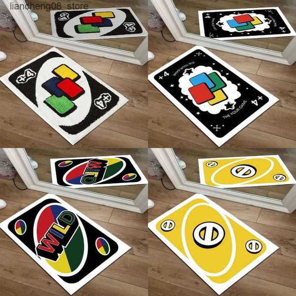 Carpets UNO Cards Plush Carpet Soft Lounge Rug Rectangle Antislip Carpet Living Room Area Rug Bedroom Bedside Floor Mat Home Decor L240910